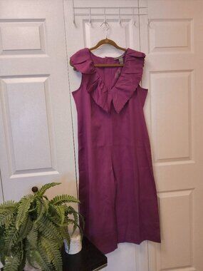 Kate & Mallory Magenta Ruffled Neck jumpsuit.  Size Large. New with Tags